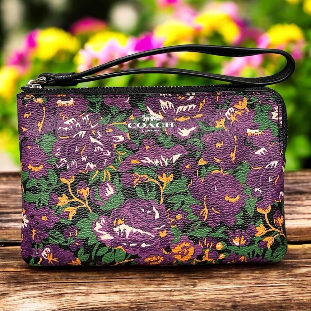 Coach Purple Floral Wristlet